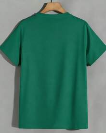 Fashionable T-Shirt, 100% High-Quality Cotton, Creative "Fun Retro" Print, Women's American Street Style Top, Round Neck, Loose Fit, Plus Size, Short Sleeves, Suitable For Valentine's Day, Easter, And As A Gift. NKBK - 綠色 - 查看 4