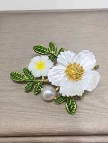 1枚仿珍珠花卉胸针 | 白色雏菊设计 | 合金材质 | 可搭配服装和围巾 | 教师节、返校季、毕业季的理想礼物 | 特殊场合的优雅配饰 - 彩色 - 查看 4