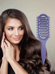 1pc Hollow Curly Hair Comb, Anti-Tangle Massage Styling Comb, Suitable For Curly Hair, Unisex Salon And Daily Travel Hair Tool - Multicolor - View 3