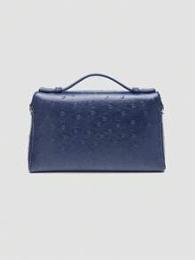 1 pieza Bolso de hombro cuadrado de unicolor con textura de grano de litchi en PU, bolso de mano pequeño para mujer, adecuado para combinar con diaria, salidas, compras, fiestas, bol - Niebla azul - Ver 5