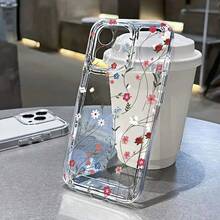 1個裝彩色花卉圖案透明鏤空防震TPU時尚手機保護殼，適用於Apple 11 12 13 14 15 16 17 Pro Max、A56/55/54/53/52/51、S25/24/23/22/21系列 - 彩色 - 查看 4