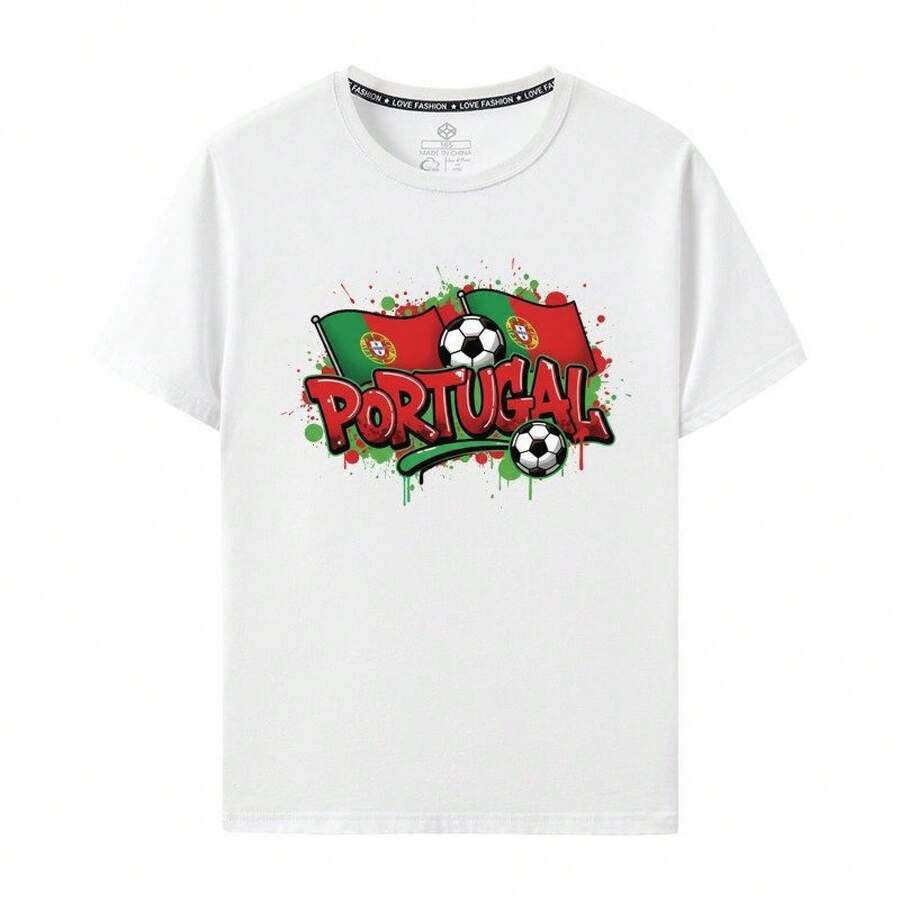 Portugal National Team Jersey For The 2026 World Cup, , Short Sleeve, Graffiti Style, Modern, Pure Cotton, For Men And Women - 白色 - 查看 1