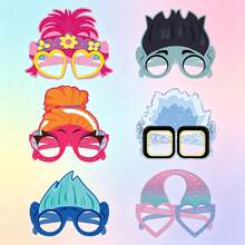 12pcs Cartoon Themed Paper Glasses Masks Photo Props For Birthday Party Decoration - Multicolor - View 4