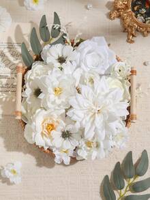 20/40pcs White Artificial Flower Heads, Assorted Sizes Of Daisy, Hydrangea, Rose, Suitable For Wedding Decor, Room/Home Decor, Party, Birthday Gifts, Etc. - Multicolor - View 2