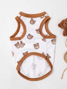 LUCKIE LABO 2pcs Bear Pattern Pet Vest, Physical Flea Protection, Reduces Shedding, Insulated And Breathable, Suitable For Large And Small Dogs And Cats, Indoor And Outdoor - Brown - View 7