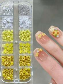 INS Style Fresh Daisy Nail Art Decorations, Multi-Size Resin Flowers + Metal Beads, Nail Art DIY Decoration Materials - Multicolor - View 5