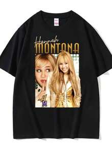 Women's Blouses  Retro 90s T Shirt Miley Cyrus Rap Hip Hop Punk Style Tee Shirt Men Women's Summer High Quality T-Shirt Streetwear - 黑色 - 查看 1
