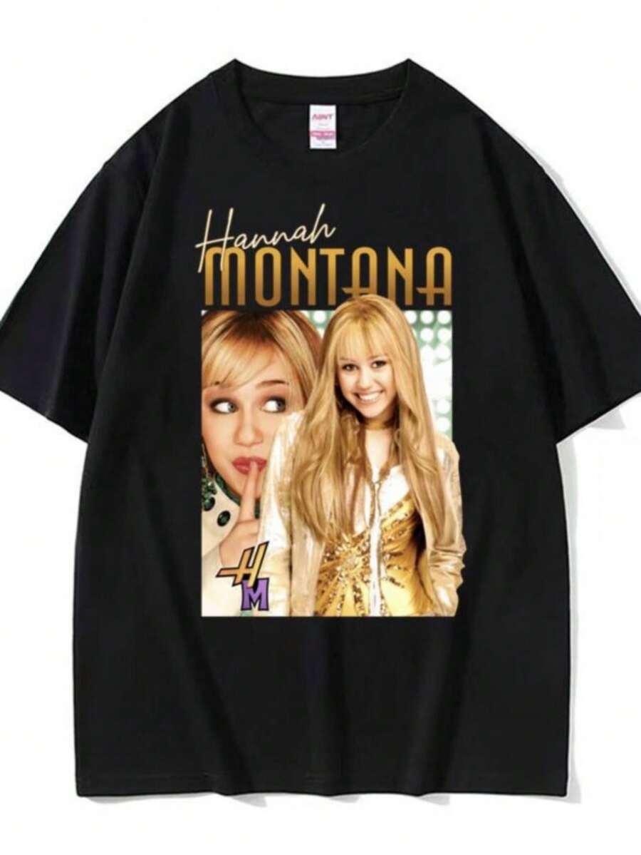 Women's Blouses Retro 90s T Shirt Miley Cyrus Rap Hip Hop Punk Style Tee Shirt Men Women's Summer High Quality T-Shirt Streetwear - 黑色 - 查看 1