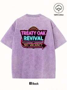 Camiseta de Verano para Hombre 2026 - Treaty Oak Revival No Vacancy, Diseño de Estampado Reversible, Estilo Urbano Retro, Cuello Redondo, Manga Corta, Algodón Lavado de 230g, Adecuada para Uso Diario Casual, Ropa Informal, Camisetas Blancas, Atuendo para el Día de San Valentín, Mardi Gras, Camisetas de Verano, Para Mujer, Atuendos de San Valentín para Mujer, Camisetas de Mujer, Fairycore, Superbowl, Trajes Elegantes de Mujer - Morado - Ver 2