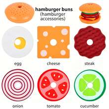 Children's Wooden Hamburger And Sandwich Sorting Stacking Toy, Simulated Food Matching Game, Helps Develop Hand-Eye Coordination And Problem-Solving Skills - Multicolor - View 6