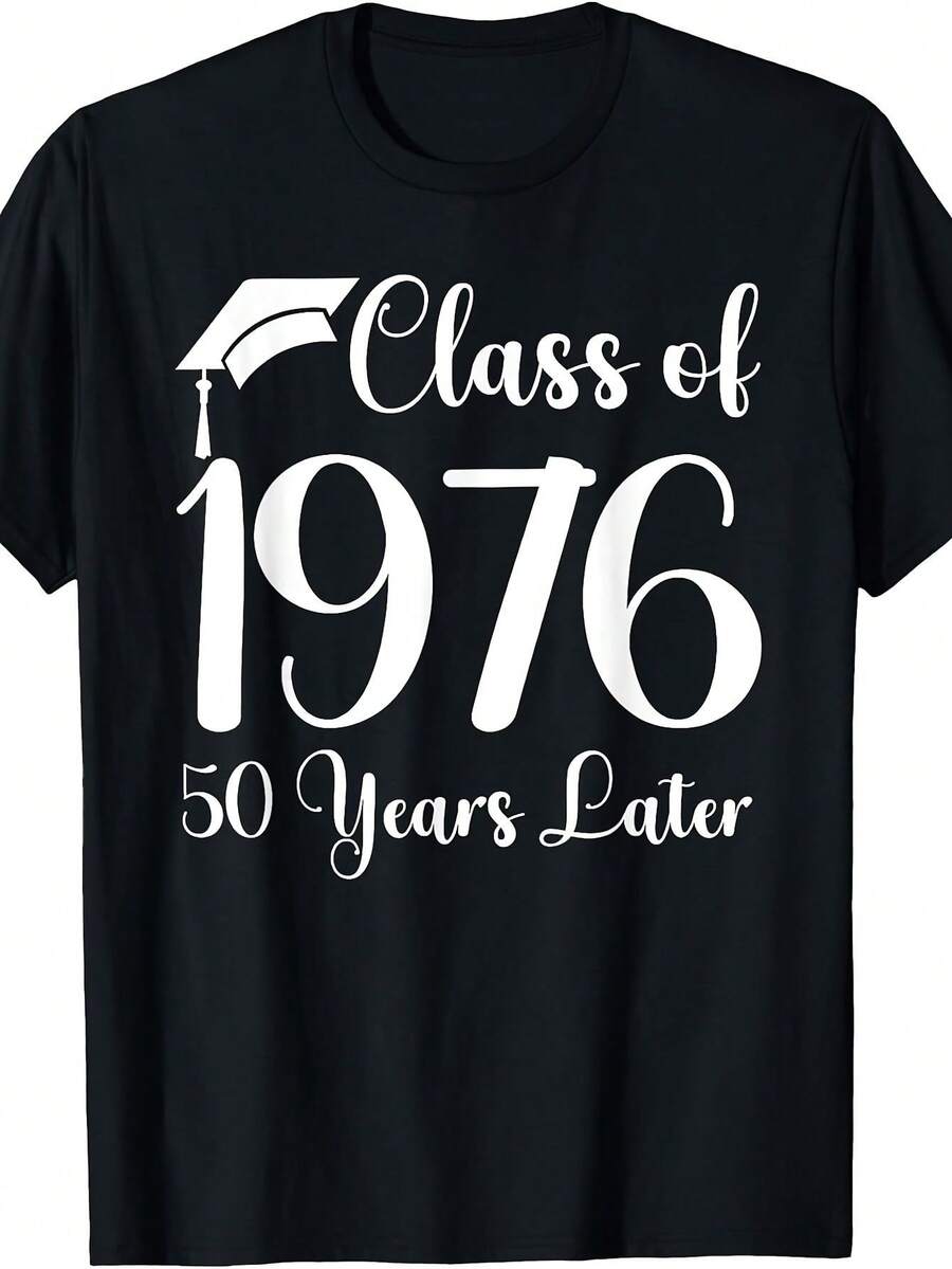 Camiseta Deportiva Casual para Mujer con Gráfico de Gorra de Graduación - Camiseta Negra de Manga Corta, Elástica y de Cuello Redondo, Lavable aáquina, Ajuste Cómodo y Apta para Todas las Estaciones, para Celebrar Logros Académicos. - Negro - Ver 1