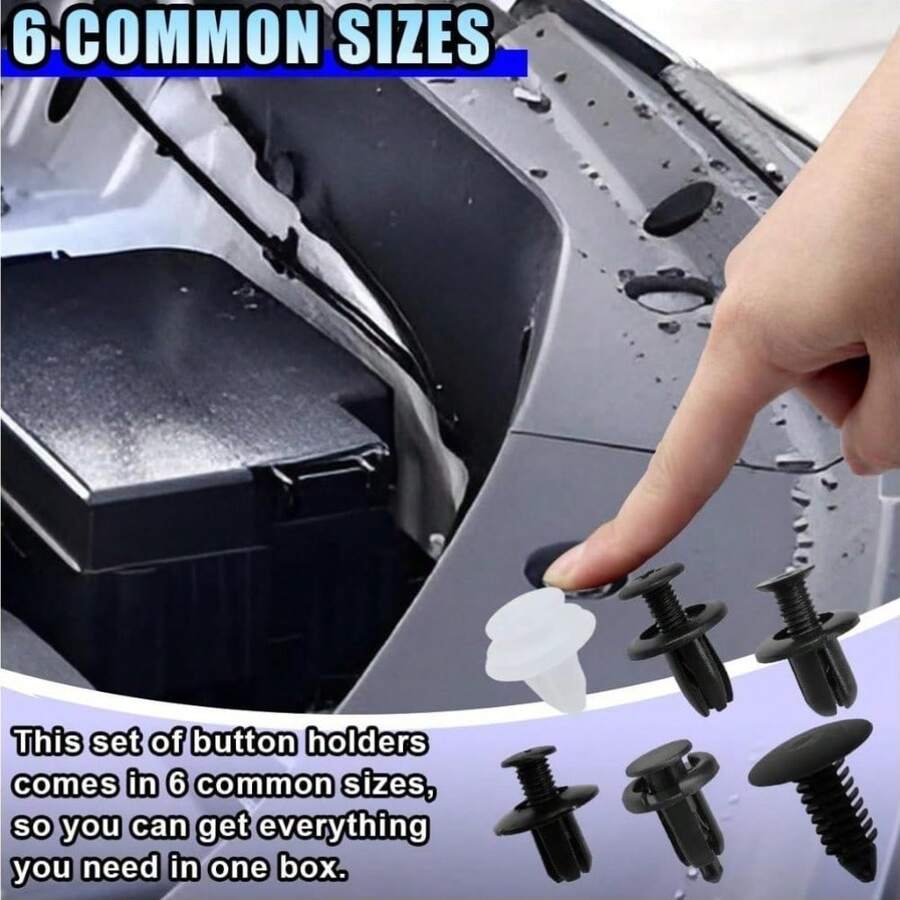 100pcs Universal Car Fastener Clips, Full Set Of 6 Sizes, Bumper Fender Grommets, Easy Installation, Durable & Shatter-Resistant, All-In-One Auto Repair & Maintenance Fastener Accessories