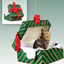 Maine  Cat Caja de Regalo de Navidad Ornamento café Delightful. - Marrn - Ver 3