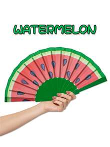 A Foldable Fan. A Handheld Fan In A Fruit Style. With Patterns Of Watermelon And Lemon. It Is A Must-Have For Summer. Suitable For Festivals, Music Events, Parties And Beach Occasions. - Multicolor - View 8