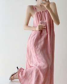 Women Long Dresses - Pink - View 7