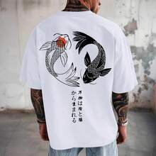 Camisetas gráficas de gran tamaño para hombre, camisetas japonesas de ropa urbana, camisetas vintage Harajuku, camisetas con hombros caídos, camisetas de diseñador - Blanco - Ver 2