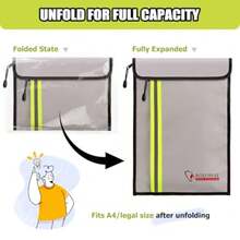 - Bolsa de documentos ignífuga 15 x 11 pulgadas con 2 bolsillos, bolsa de sobres para dinero en efectivo, documentos legales (plateada) - Plateado - Ver 6