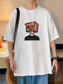 Vintage 100% Cotton T-Shirts, American Summer Style, Youthful, Cool And Stylish Short-Sleeved T-Shirts, Round Neck, Unisex, Heavyweight Pure Cotton, Urban Style, Loose Fit, Fashion Brand Ins100% CottonShort Sleeve - 白色 - 查看 1