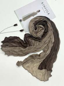1pc Fashion Pleated New Floral Colorblock Scarf, Autumn/Winter Stylish Decorative Shawl - Multicolor - View 19