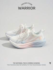 WARRIOR 1双女士系带运动鞋，时尚百搭舒适休闲户外跑步鞋 - 白淺粉黃色 - 查看 2