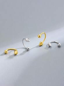 1pc S925 Sterling Silver Round Bead Spiral Navel Ring, Best Gift For Girlfriend, Mother, Sister - Navel Nails - View 6