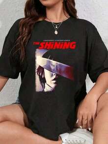 Gift: Short-Sleeved T-Shirt With Round Neck, 100% Cotton, Artistic Design Of The Movie Poster "The Shining", For Men And Women, Summer Fashion, Graphic Print. Soft - 黑色 - 查看 6
