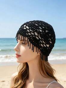 1pc Versatile Tassel Knit Hat For Women, Suitable For Outdoor And Daily Wear, All Seasons - Multicolor - View 2