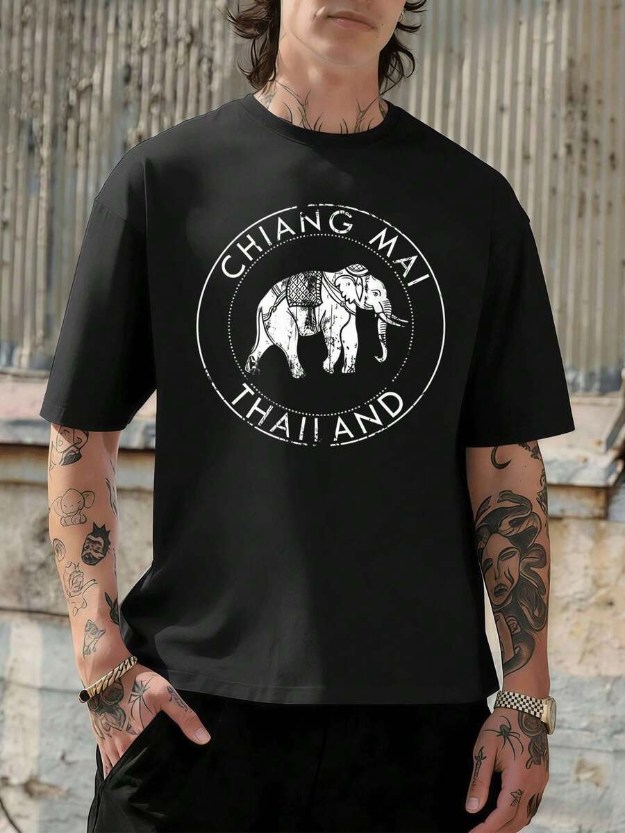 Men Plus Size T-Shirts - Black - View 1