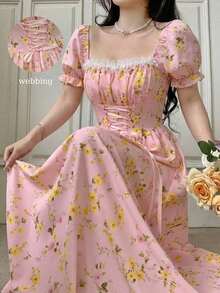 Women Midi Dresses - Rose - View 3