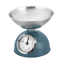 Bilancia da cucina vintage Klack – Design retrò metallico con ciotola in acciaio inox, capacità 5 kg – Eleganza classica per la tua casa - celeste - Visualizzare 3