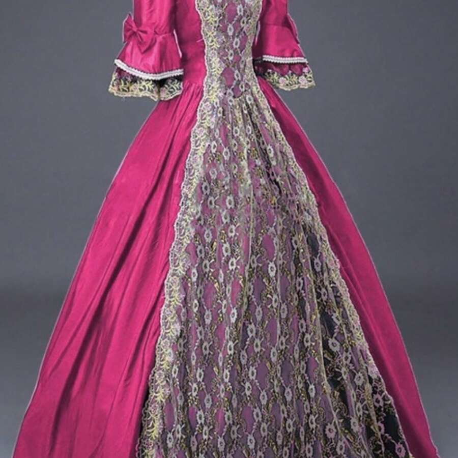 Plus Size - Plus Size - HERATALK Plus-Size Women'S Dress, 15-Color Victorian Style Dress, European And American Retro Court Noble Evening Performance Dress, COS Dress, Ball Dress, Muslim Dress - 玫瑰紅 - 查看 1