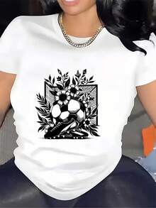 Camiseta Under The Radar de 180g con Diseño de Fútbol y Flores |   Regalo Perfecto para Familiares y Amigos |   Ideal para entrenamientos y vestimenta informal |   Camiseta Elegante para Hombres y Mujeres |   Camiseta Blanca |   Ropa para Fanáticos del Fútbol |   Ligero y Transpirable |   Compra ahora para ahorrar en verano: Camiseta unisex de algodón holgada de manga corta y cuello redondo estilo vintage urbano - Blanco - Ver 6