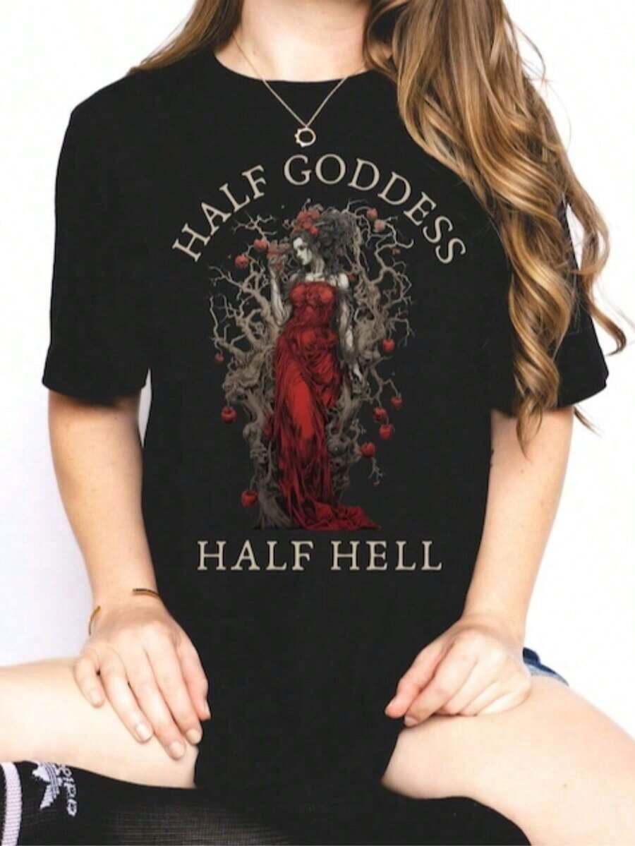 1 Piece Persephone T-Shirt Greek Mythology T-Shirt Persephone And Hades T-Shirt Poet T-Shirt Dark Academia Style 180g 100% Cotton - Black 9 - 查看 1