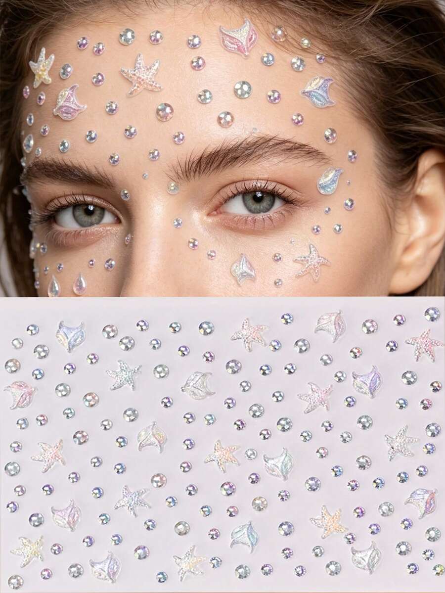 144pcs 3D Crystal Glitter Stickers, 1pc Heart Shaped Rhinestone Sticker, Love Design Suitable For Makeup And Clothing, Colorful Diamond Face Decor Suitable For Festivals, Parties And Events