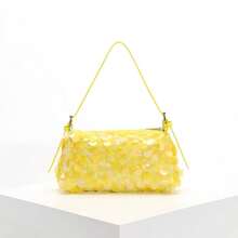 Túi xách nữ PVC đính sequin kiểu baguette mới về, túi đeo chéo tiện dụng, túi dự tiệc/đám cưới. - Vàng - Xem 8
