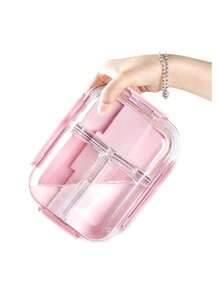 2 piezas Caja Bento de Vidrio con Tapa Rosa, Caja Bento Dividida de Gran Capacidad 410/680ml, Contenedor de Almacenamiento de Alimentos de Vidrio, Diseño Apilable con Cierre para Almacenamiento en Refrigerador y Cocina, Caja de Almacenamiento de Alimentos Vegetales para Microondas, Suministros para Regreso a Clases y el Hogar - Rosa Pálido - Ver 3