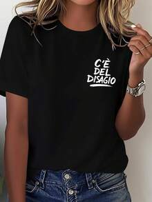 Una camiseta suave para mujer con una frase italiana humorística sobre el malestar - Negro - Ver 1