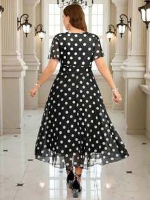 Vestido floral elegante de talla grande, verano - Negro 2 - Ver 2