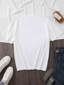 Women's Clothing Sunflower Heart Print T-Shirt For Women - Casual And Sporty, Breathable Cotton, Short Sleeve, Round Neck - Perfect For Spring And Summer Women's Shirts - 白色 - 查看 2