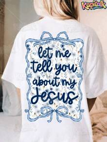 short-sleeveCamisetas de algodón puro para mujer, camisetas estampadas divertidas, camiseta "Déjame contarte sobre mi Jesús", camiseta cristiana, camiseta religiosa, ropa de otoño para mujer, almacén local, ropa elegante para mujer. Camiseta de algodón puro100% Cotton100% Cotton - Blanco - Ver 4