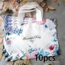 10 piezas Bolsas de regalo de plástico con estampado floral azul y texto "Que tengas un buen día" impreso, adecuadas para fiestas, eventos, embalaje de regalos de San Valentín, decoraciones de baby shower, recuerdos de boda, decoración de reuniones familiares - azul - Ver 5