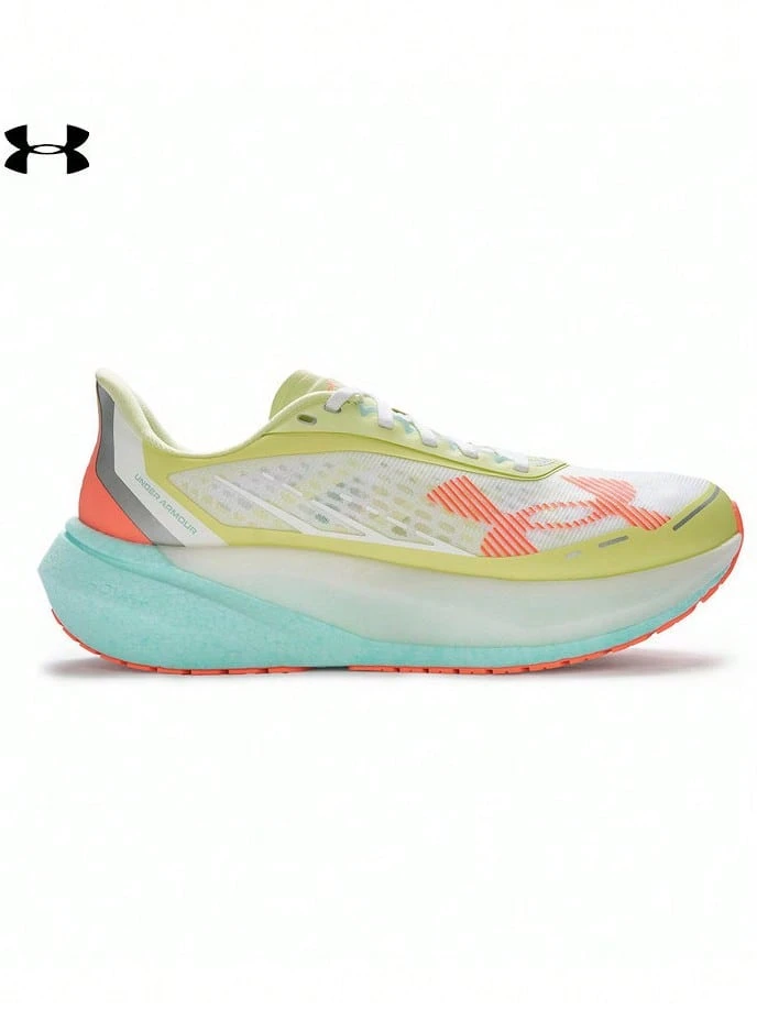 Under Armour UA Velociti Distance Series | Teknologi Bantalan HOVR+, Bagian Atas Jala yang Bernapas, Sepatu Lari Maraton Jarak Jauh Pria - Kuning/Oranye/Putih - View 1
