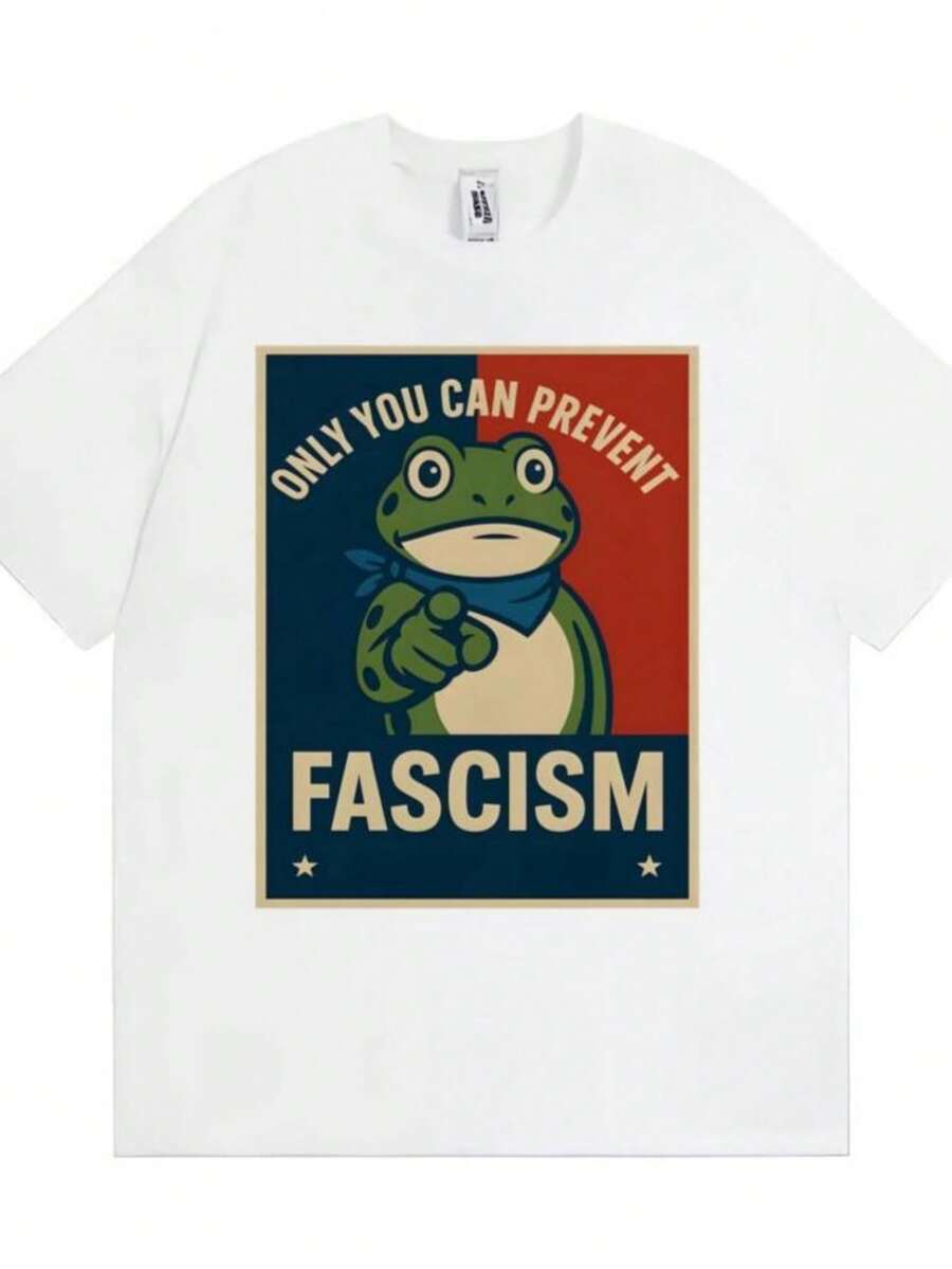 Women's Blouses Only You Can Prevent T Shirt Portland Frog Protest Funny Meme T-Shirts Men Women Summer Tops Casual Short Sleeve T-Shirt - 白色 - 查看 1