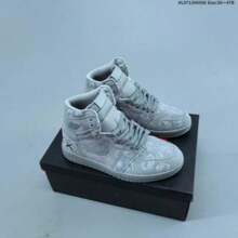 AIR JOR Gray Canvas High-Top Sneakers With Cartoon Print, Retro Basketball Style Shoes, Comfortable Footwear For Streetwear & Daily Wear - Grey - View 8