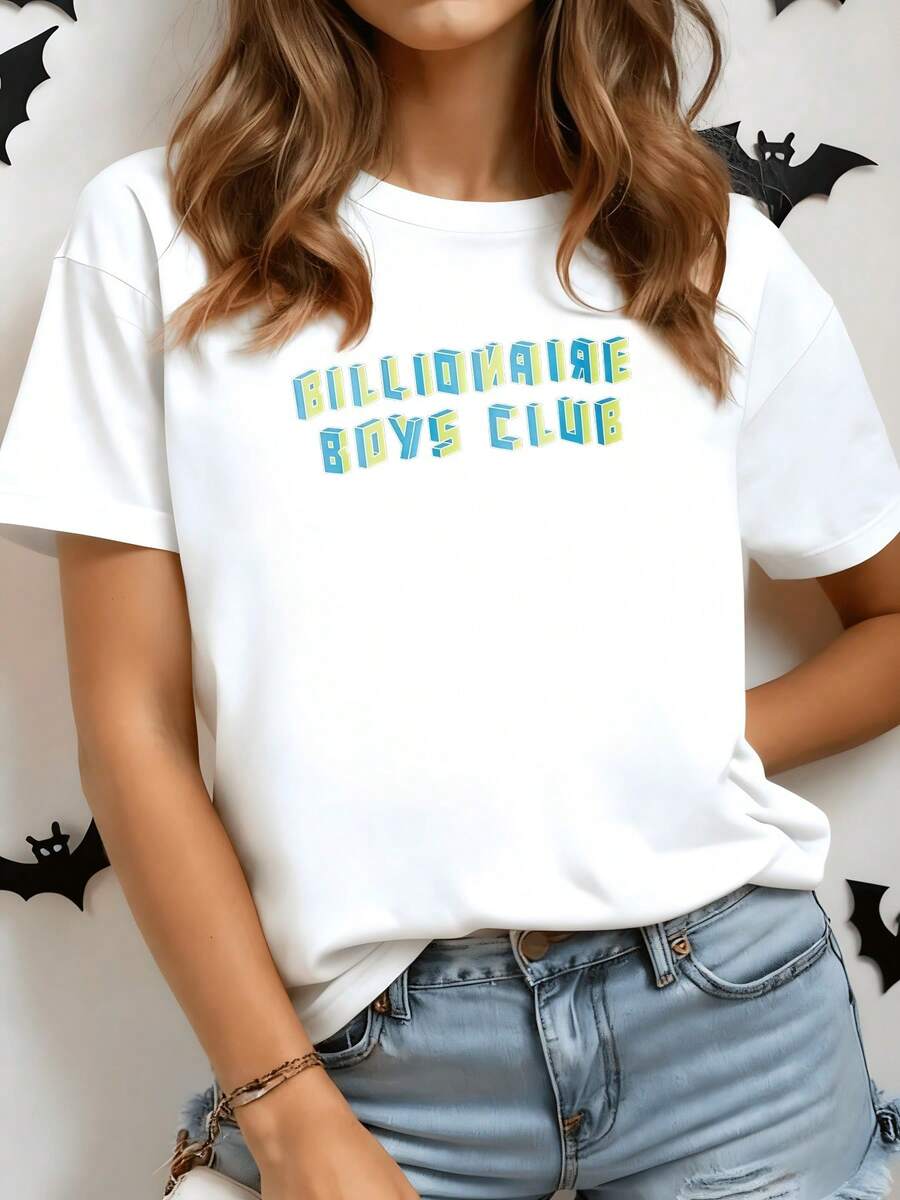 Colorful Typography With Three-Dimensional Letters That Evoke Youthful Energy, Optimism, And Group Spirit, Inspiring Confidence And Freshness. Comfortable Casual Women's T-Shirt For Everyday Wear. - 白色 - 查看 1