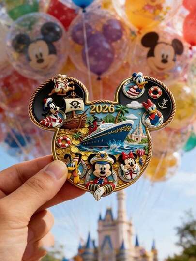Disney 1个2026年迪士尼米奇造型金属磁性冰箱贴，趣味装饰收藏礼品，适合家庭使用