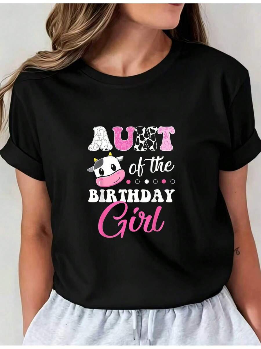 Camiseta Deportiva Casual para Mujer FUERA de la CHICA DE CUMPLEAÑOS - Camiseta Negra Elástica de Cuello Redondo, Lavable aáquina, Ajuste Cómodo y Apta para Todas las Estaciones, para Celebraciones y Uso Diario. - Negro - Ver 1