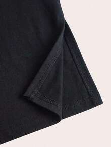 2 piezas Conjunto de falda casual de mujer a rayas y de unicolor, Conjunto a juego, Falda, Faldas para mujer, Falda a rayas, Casual - Negro - Ver 3