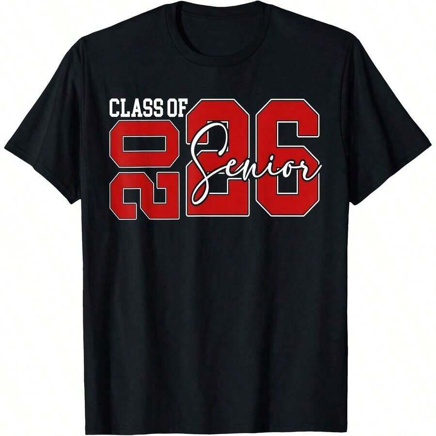 Cute Unisex Premium Casual T-Shirts, "Super Proud Aunt Of 2026" Graduation Family T-Shirt, Comfortable Loungewear, Everyday Fashion, Party T-Shirt, Unisex Style, Gift T-Shirt, Sizes S - XXXXL, Black - 黑色 27 - 查看 1