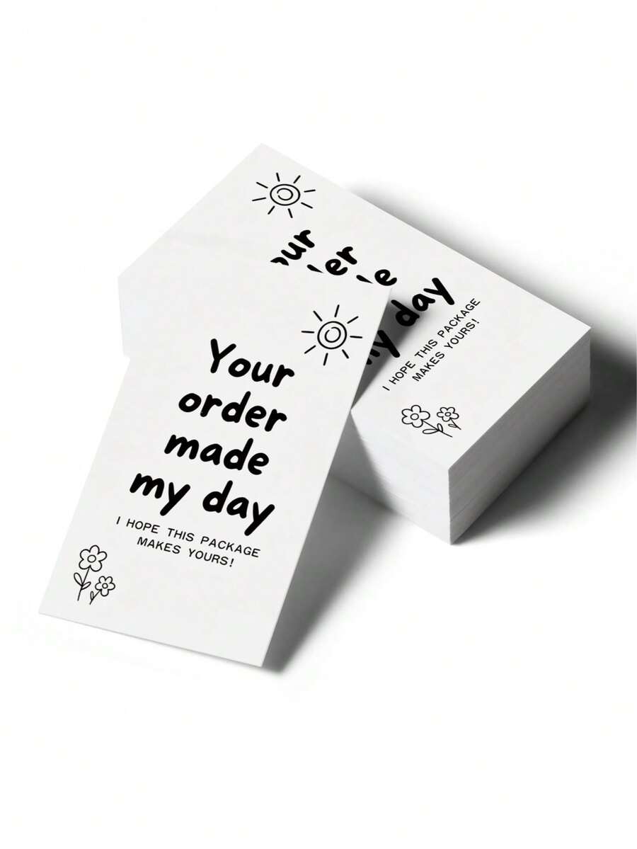50pcs Your Order Made My Day Thank You Cards, Sun Flower Mini Greeting Cards, Cute Appreciation Notes For Small Business, Customer Gift Inserts, Package Decoration Cards - Sets - View 1